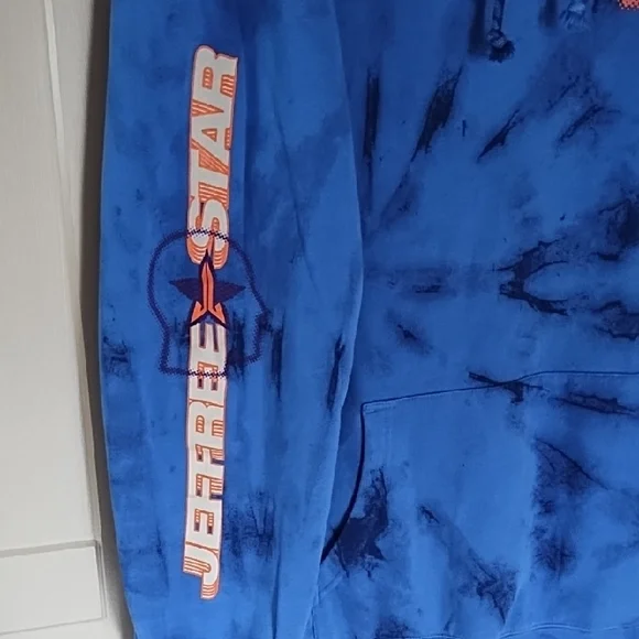 Jeffree Star Blue Tie-Dye Hoodie with Orange Logo - Picture 3 of 6